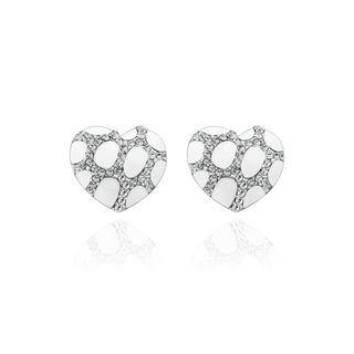 Elegant Fashion Heart Shape Austrian Element Crystal Earrings Silver - One Size