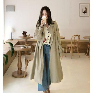 Puff-sleeve Shirred Trench Coat