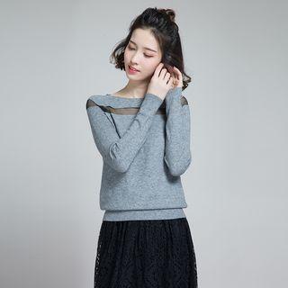 Tulle Panel Knit Top