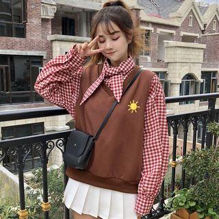 V-neck Vest / Plaid Shirt