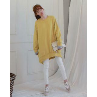 Layered-cuff Cotton Sweatshirt Dress