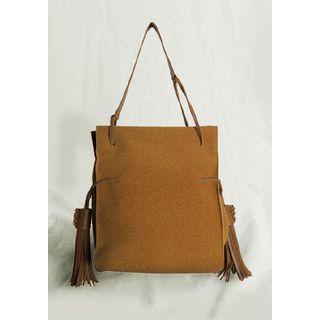 Tassel Faux-suede Square Tote Bag