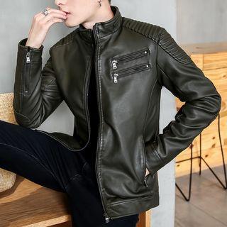 Faux-leather Zip-detail Jacket