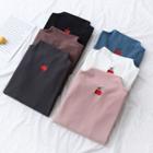 Long-sleeve Cherry Embroidered T-shirt