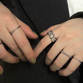 Set Of 7: Ring Set - Silver - One Size
