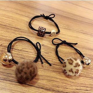 Leopard Print Acrylic Cube Smiley Hair Tie