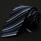Striped Neck Tie Navy Blue - One Size