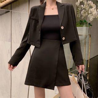 Set: Single-breasted Crop Blazer + Mini A-line Skorts