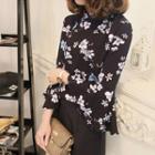 3/4-sleeve Chiffon Floral Top