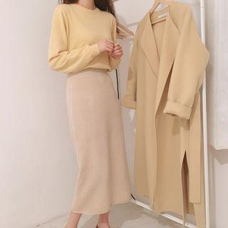 Crew Neck Sweater / Midi Knit Skirt