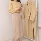 Crew Neck Sweater / Midi Knit Skirt