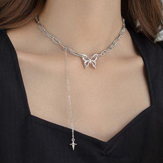 Butterfly Chain Choker Silver - One Size