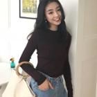 Long Sleeve Two Tone Open Back Knit Top