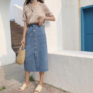 Midi Straight-fit Denim Skirt