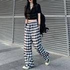 Plaid Straight Fit Pants / Short-sleeve Shirt