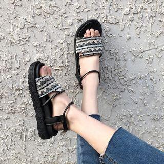Patterened Ankle Strap Sandals