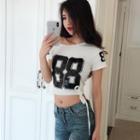 Number Cropped Short-sleeve T-shirt