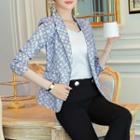 Flower Print Blazer / Slim-fit Dress Pants