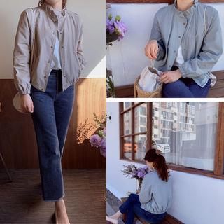 Frilled-collar Button-detail Jacket