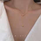 925 Sterling Silver Pendant Y Necklace 925 Silver - Necklace - Beaded - Gold - One Size