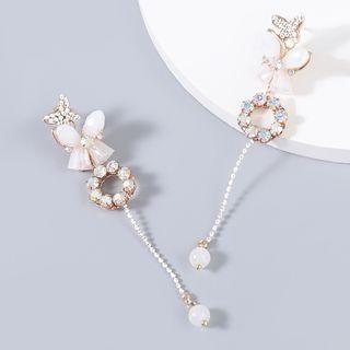 Butterfly Resin Rhinestone Alloy Dangle Earring 1 Pair - White - One Size