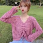 Crochet-knit Drawstring Sweater