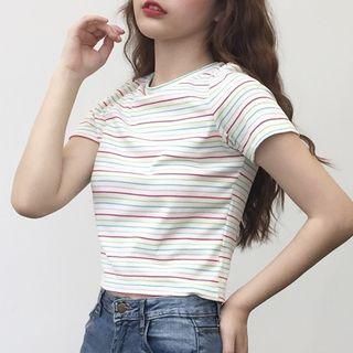 Pinstriped Crewneck T-shirt