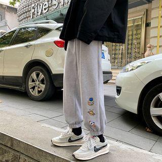 Planet Print Fleece-lined Sweatpants