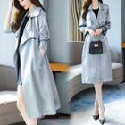 Tie-waist Open Front Long Jacket