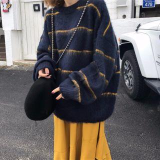Striped Sweater / A-line Midi Skirt