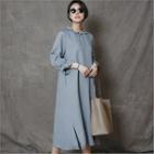 Frilled-neck Bell-cuff Long Drees