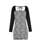 Leopard Print Long-sleeve Mini Bodycon Dress