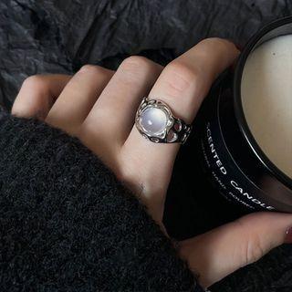 Cat Eye Stone Ring J1922 - Silver - One Size