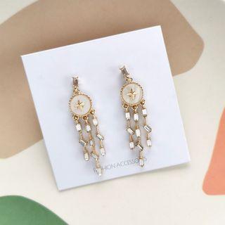 Glaze Rhinestone Fringed Earring