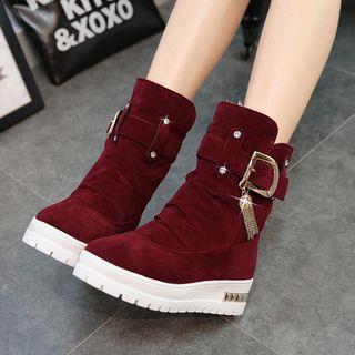 Faux-suede Metal-accent Ankle Boots