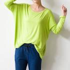 Long-sleeve Plain Dip-back T-shirt
