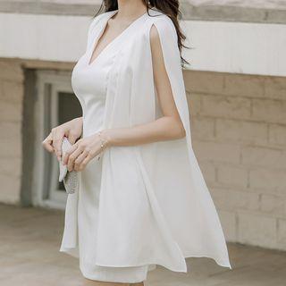 Split Long-sleeve Mini Sheath Dress