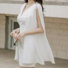 Split Long-sleeve Mini Sheath Dress