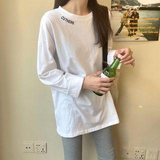 Long-sleeve Letter Printed T-shirt White - One Size