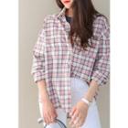 Loose-fit Dip-back Pastel-color Check Shirt