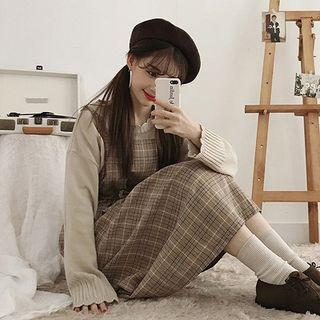 Couple Matching Plaid Midi A-line Pinafore Dress