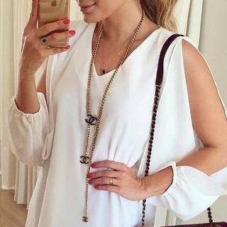 Cut Out Long-sleeve V-neck Dress