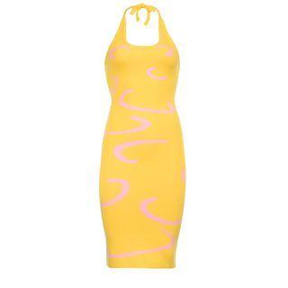 Print Halter Knit Midi Sheath Tank Dress