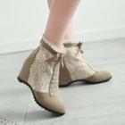 Lace Hidden Wedge Ankle Boots