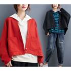 Batwing-sleeve Snap-button Jacket