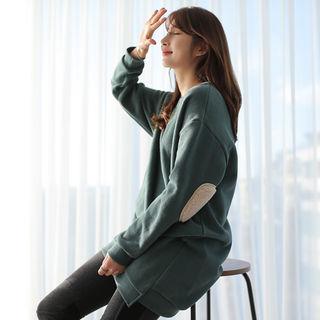 Sherpa-fleece Elbow-patch Sweatshirt