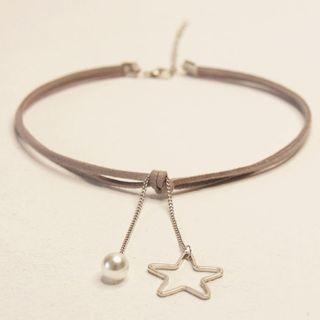 Faux Pearl Alloy Star Hair Tie Light Gray - One Size