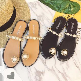 Faux Pearl Loop Toe Sneakers