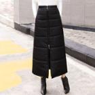 Zip-front Padded Midi H-line Skirt