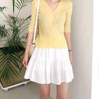 Band-waist Linen Blend Tiered Shorts